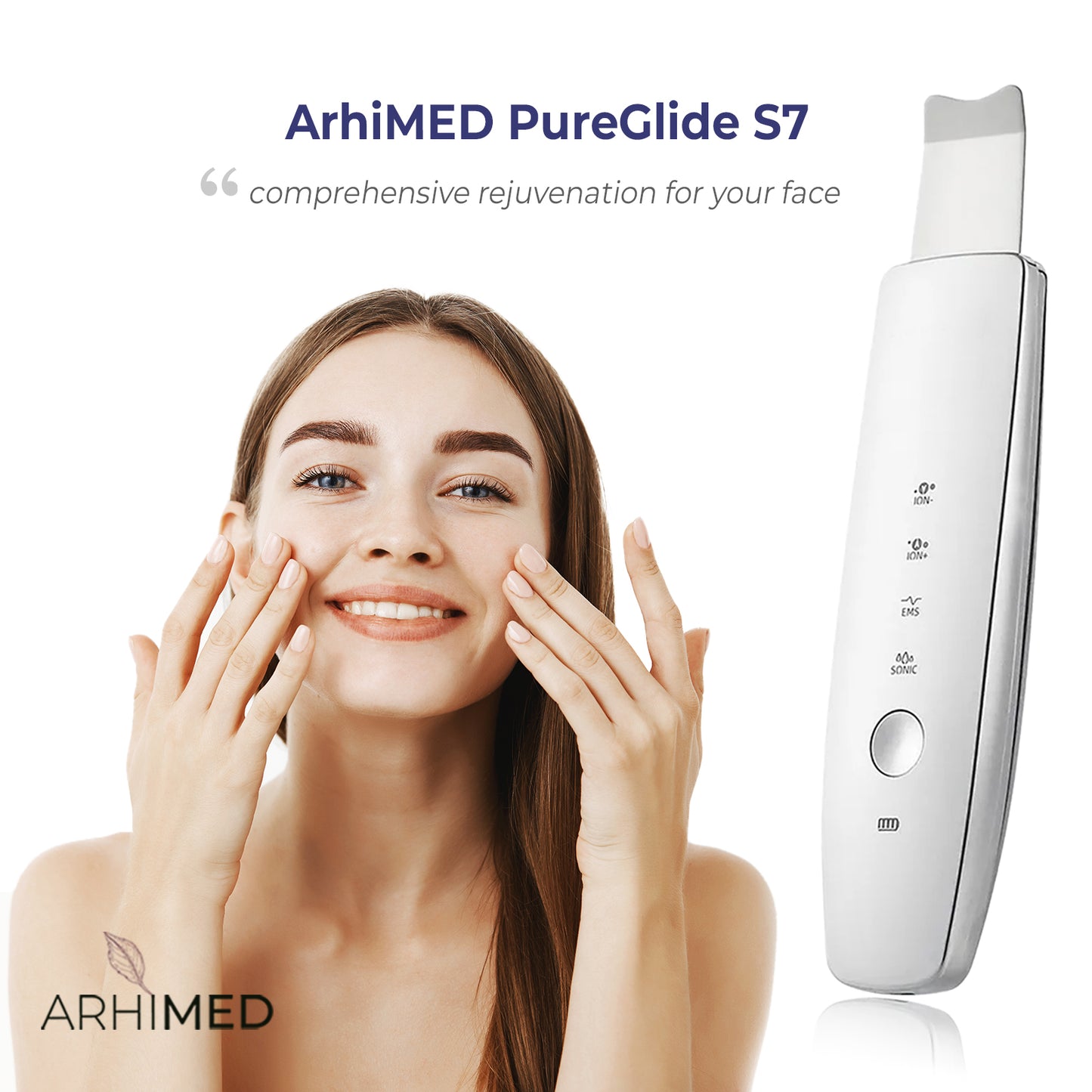 Ultrasonic scrubber for face skin ArhiMED™ PureGlide S7